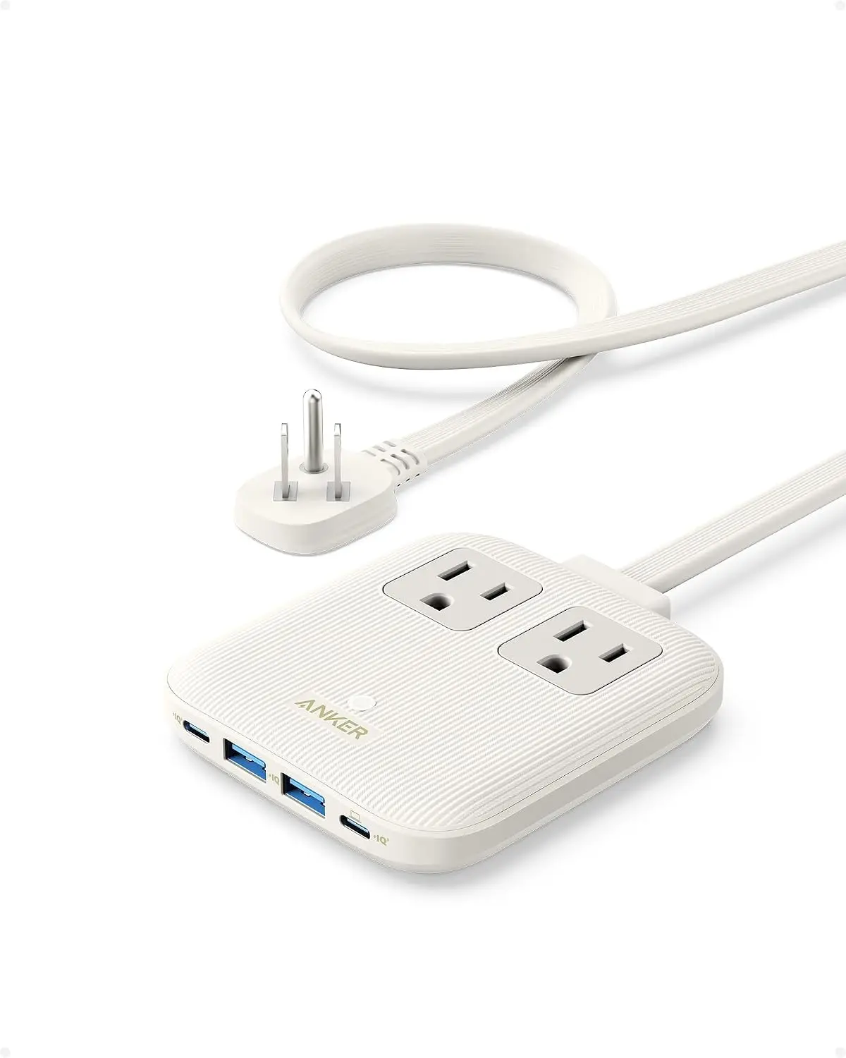 Универсальный сетевой адаптер 67W 6-в-1: 2 AC-порта, 2 USB-C, 2 USB-A, плоский шнур 5 футов, тонкий дизайн для путешеств