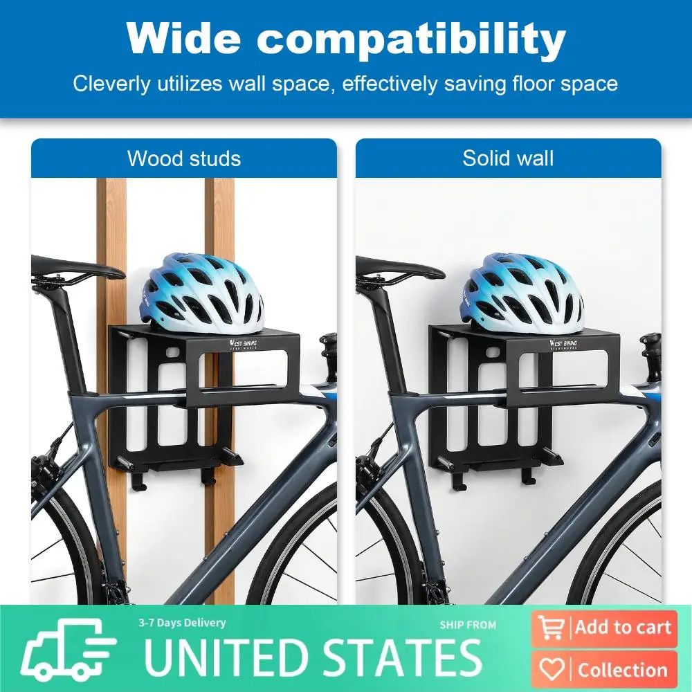 

Настенный держатель для велосипеда с полкой и крючками, настенный кронштейн для велосипеда, выдерживающий до 55 фунтов, для гаража или использования в помещении