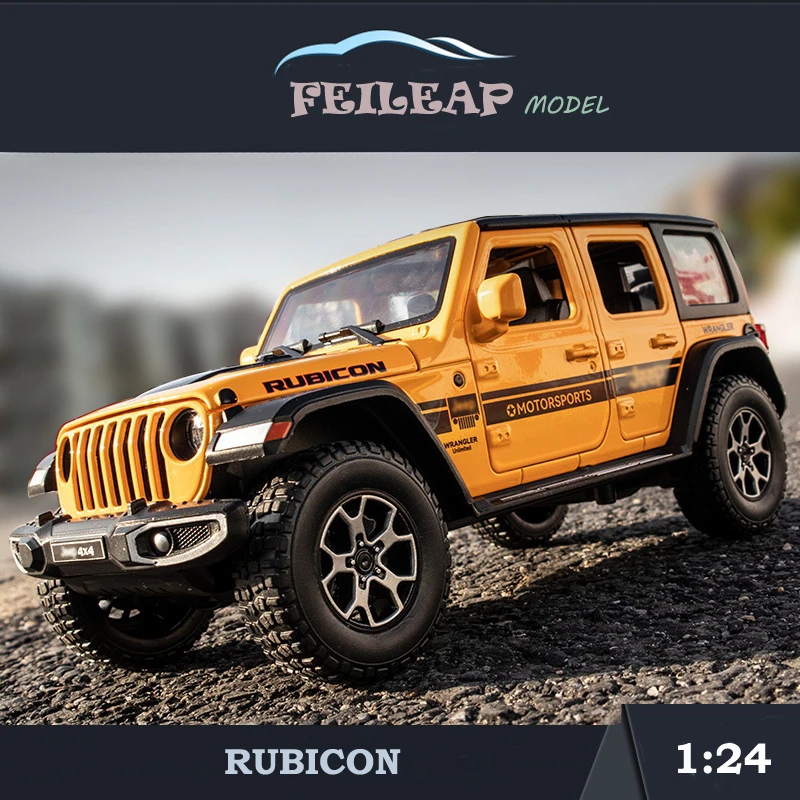 

Diecast 1:24 Jeep Wrangler Rubicon Alloy Car Model Simulaton Collective Toy Vehicles Home Decor Boys Car Gift Sound And Light