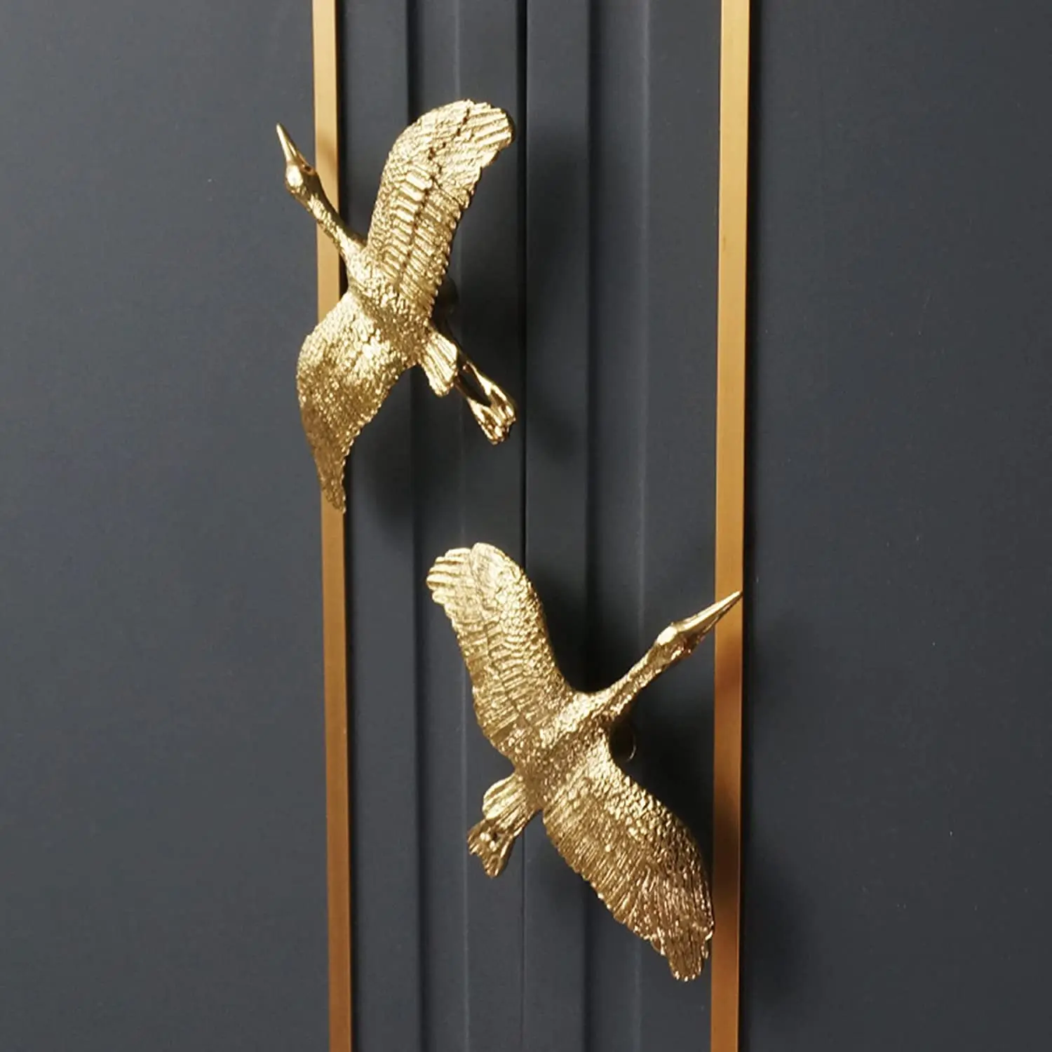 Massive Messing-Wildgansgriffe für Schränke und Schubladen, Kreative Wohndekor-Griffe, Kleiderschrank-Zugknöpfe, Goldene Kommoden-Türknöpfe, Hardware