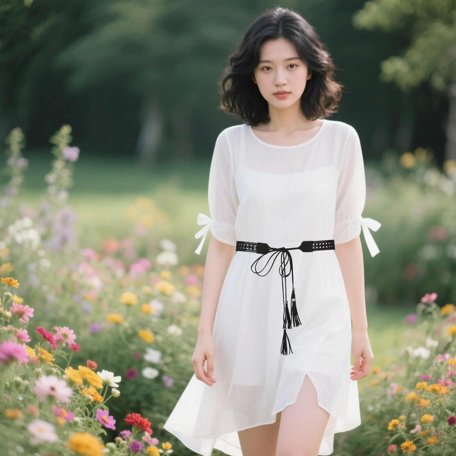 البوهيمي حزام خصر قابل للتعديل معقود شرابة بوهو حبل مضفر للنساء فساتين ملابس غير رسمية نمط العرقية شرابة حزام خصر