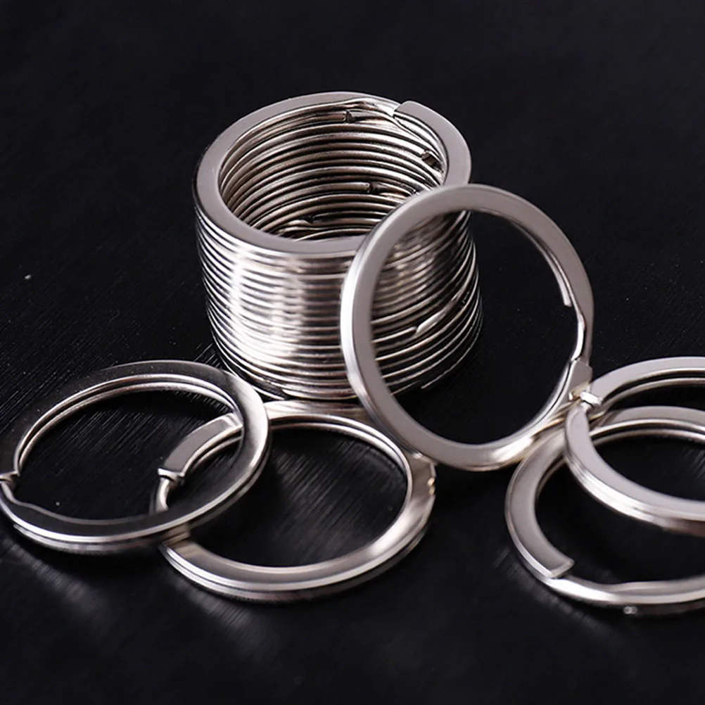 

100 Pcs Round Keychains Split Rings Iron Metal Heavy Duty Simple Style Key Ring Replacements Jewelry Accessories Portable