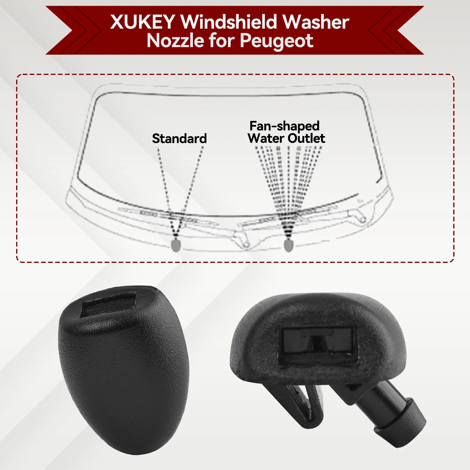 Xukey Pair Front Windshield Wiper Water Washer Jet Nozzle Hood Sprayer For Peugeot 206 407 Citroen C2 C5 6438W2 6438Z1 6438AV