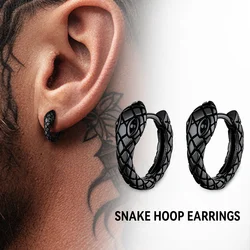 Punk Stainless Steel Snake Hoop Earrings fro Men Women Hip Pop Jewelry Unisex Daily Wear