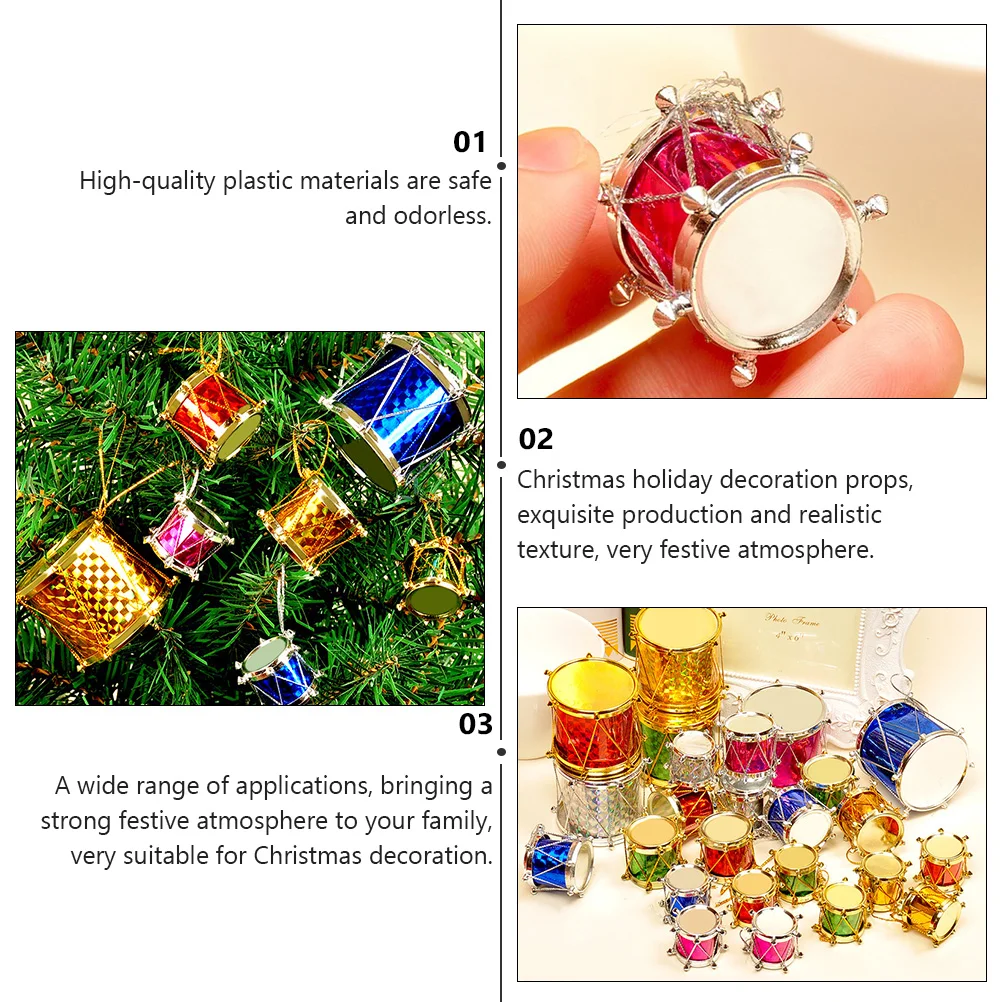 30 Pcs Christmas Drum Hanging Decor Party Pendent Decorative Pendant Decorations Accessories Tree Pvc Xmas Ornaments