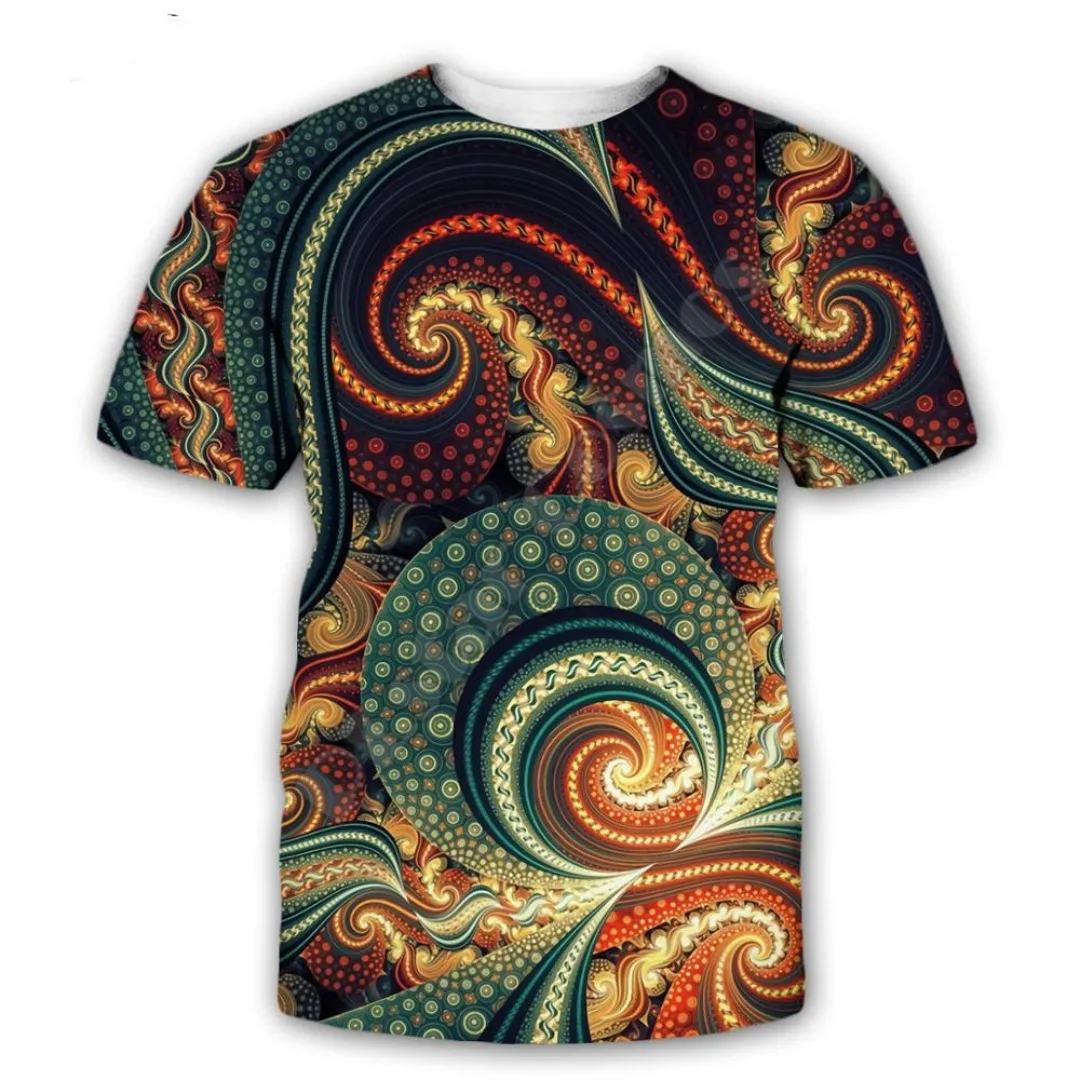 Abstract fashion T-shirts for men and women, casual short sleeved shirts, dreamy 3D fractal art prints, innovative men\'s clothin