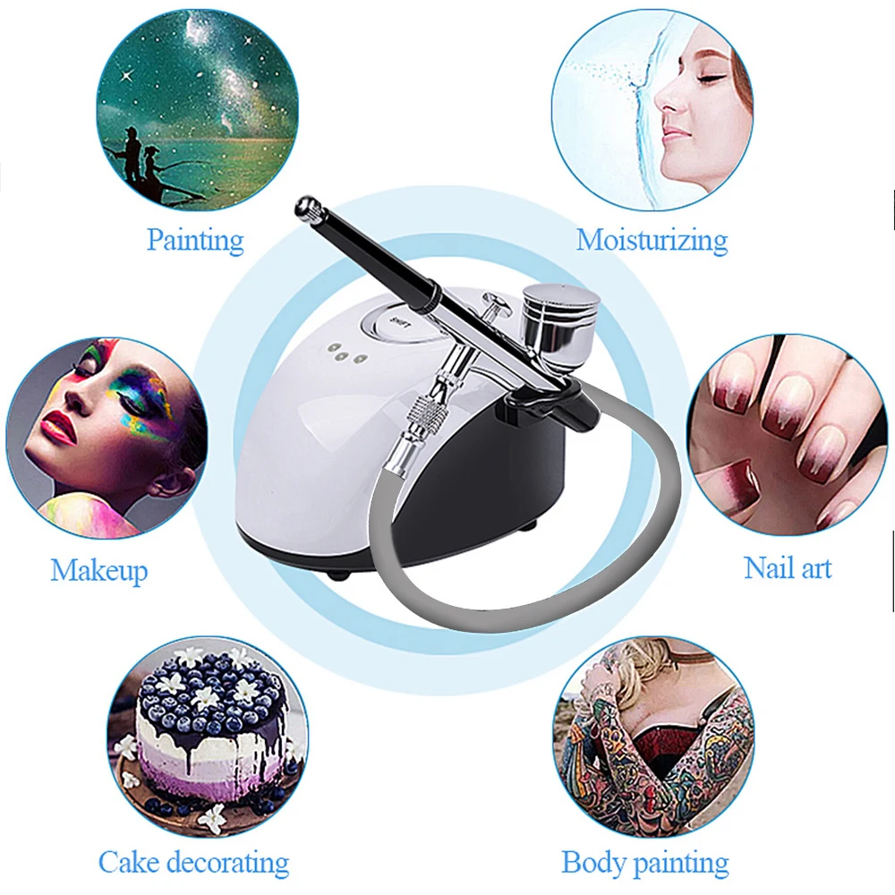 Water Oxygen Air brush Injector Machine Face Steame Compressor Facial Airbrush Makeup Tattoo Cake Spray Gun For Nail Art Desgin