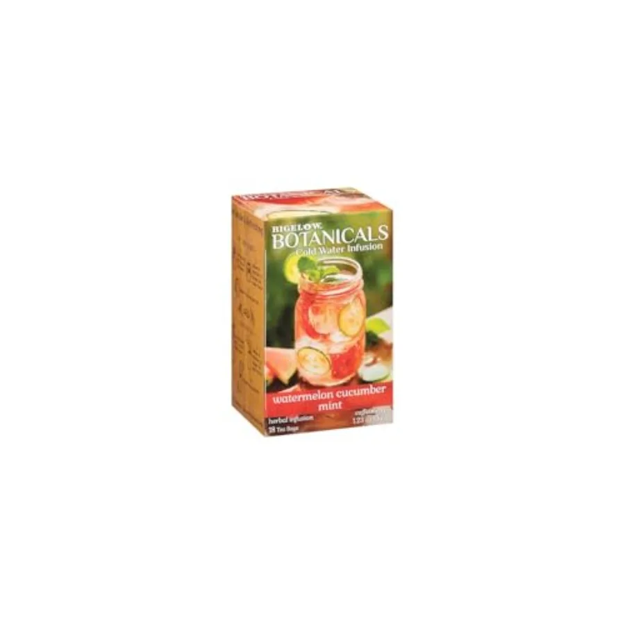 Bigelow Botanicals Infusión de Agua Fría con Sandía, Pepino y Menta, Bolsitas de Té, Caja de 18 Unidades, Paquete de 1, Infusión Herbal, Sin Cafeína