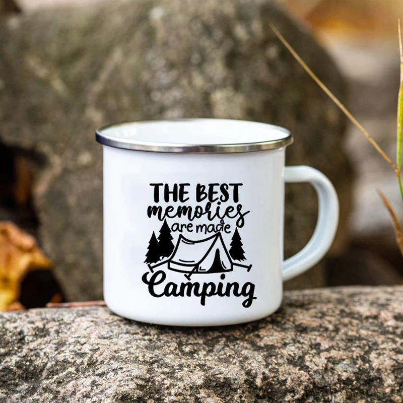 Making Memories One Campsite At A Time Camping Mug Happy Camping Campfire Enamel Mug Adventure Cups Camper Van Gift - view 4