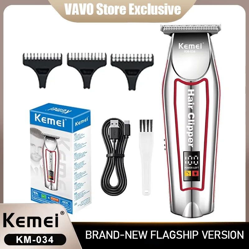 

KM-034 Electric Hair Trimmer Portable Smart Digital Display Mini USB Powered Haircut Machine Home Use Compact Size