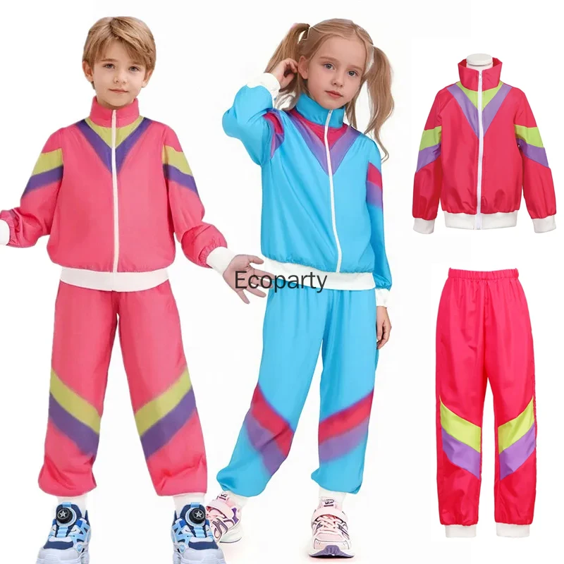 Ropa deportiva Vintage de gimnasia para niños de los años 90, disfraz de discoteca Hip Hop Hippie para niños y niñas, trajes de fiesta de Carnaval y Halloween