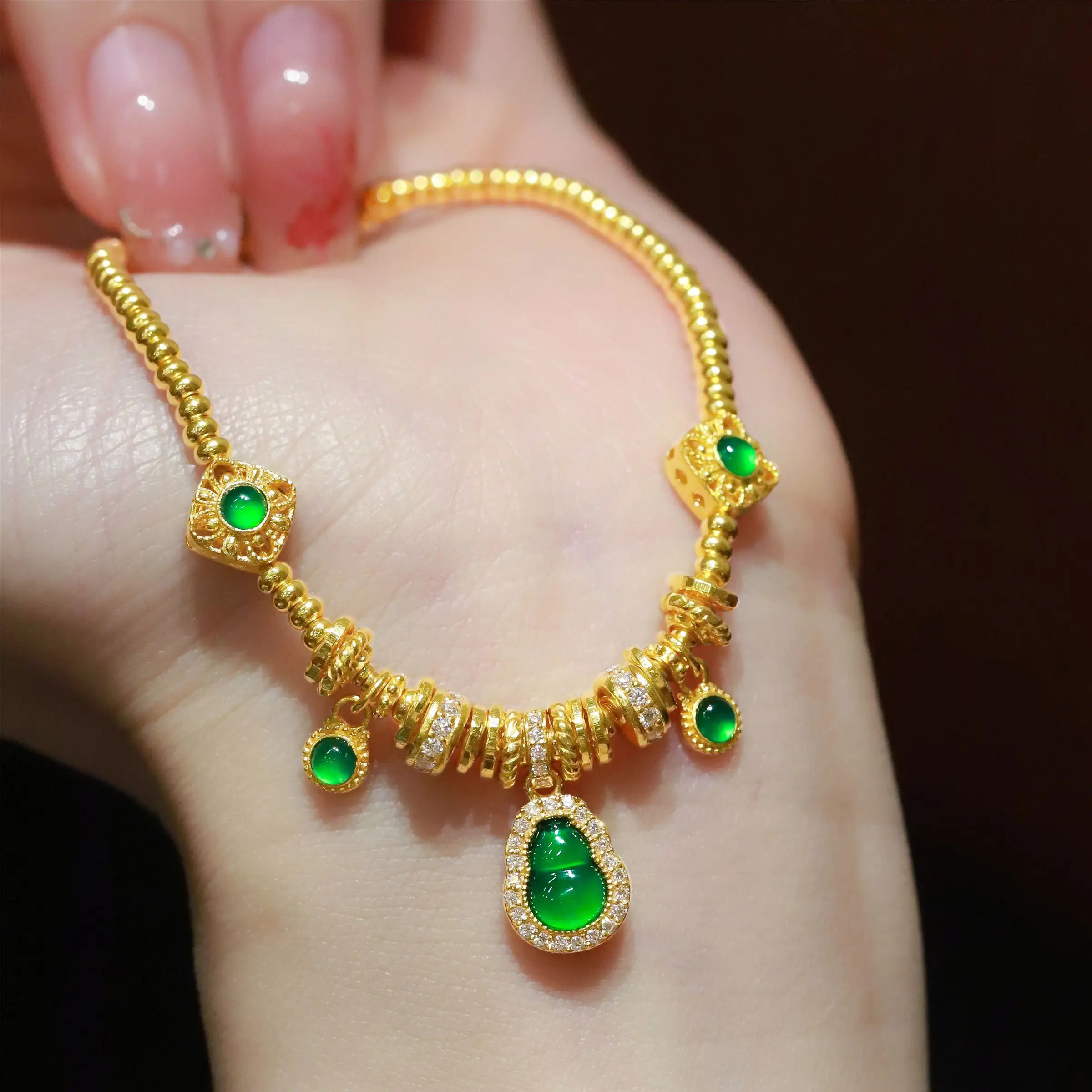 

Новый браслет из турмалиновой тыквы в китайском стиле с золотой филигранной, древним методом и благоприятной жемчужной нитью для подарка