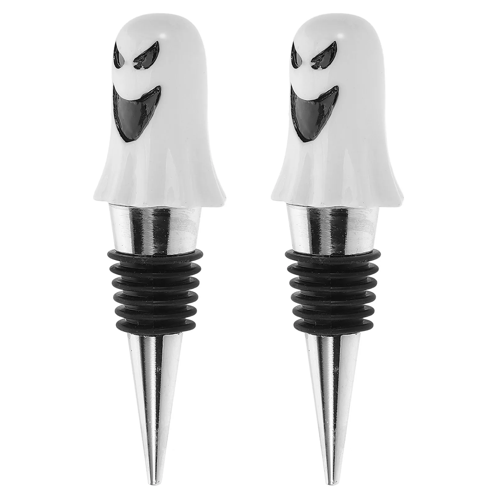 

2pcs Ghost Shaped Wine Plugs Decorative Bottle Stoppers Reusable Wear-Resistant Party Home Bar Accessories Delicate Kitchen Bar