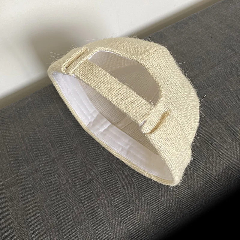 Unisex Street Hip-Hop Breathable Skullcap - Velcro Adjustable Cotton Linen Landlord Hat One-Size-Fits-All Brimless Cap view 4