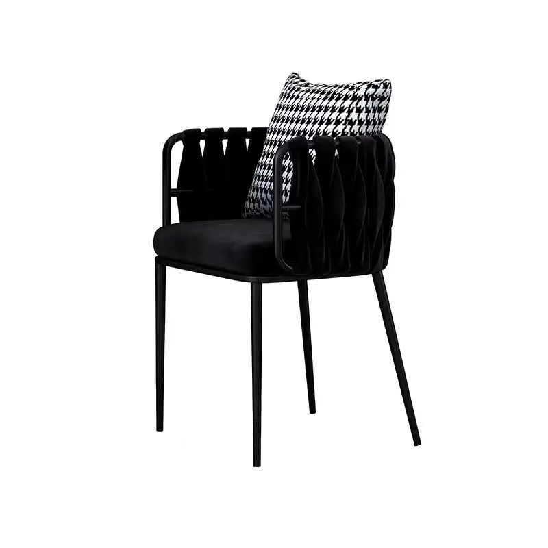 

Chair, thickened, fabric art, dining chair, manicure, stool, flannel, light luxury, wrought iron, Nordic, leisure