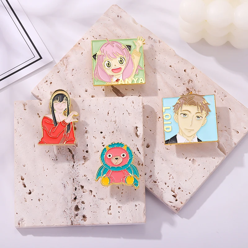 Alfileres esmaltados de la familia espía, broches personalizados de Anya Yor Loid Forger Damian, insignias de solapa de Anime, regalo de joyería de dibujos animados para niños y amigos