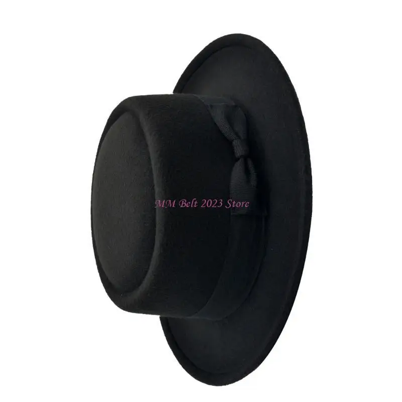 49ME Classical Western Hat Wide Brimmed Western Pork Pie Hat for Trilby Hat for Dinner Outdoor Casual Wear