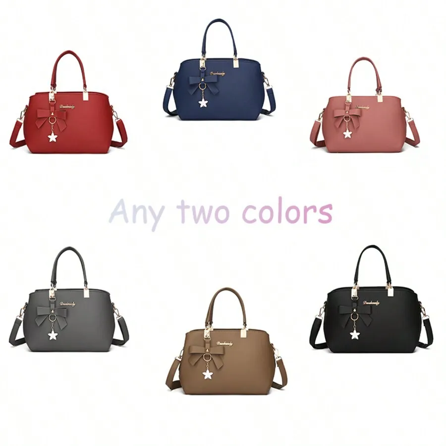 

Женская сумка с ручкой и бантом из искусственной кожи, любые два цвета