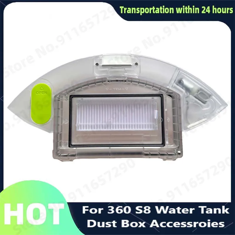 For 360 S8 Water Tank Dust Box Parts Vacuum Cleaner Robotic Robot Dustbin Box with Filter Accessroies