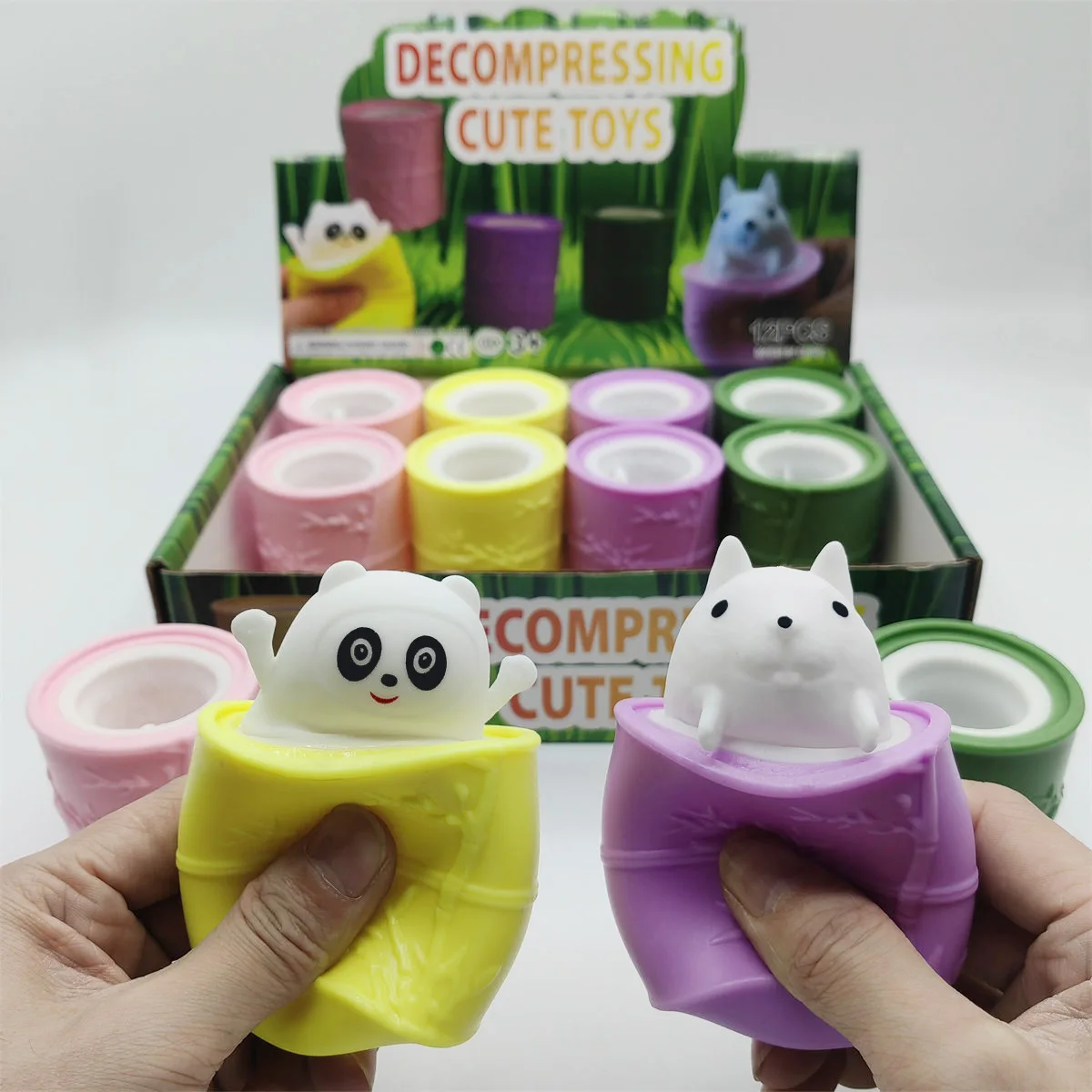 

HOT SALE Creative Cartoon Cute Panda Bamboo Tube Venting Cup Novelty Funny Pinch Music Fidget Toy Kids Squeeze Decompression Toy