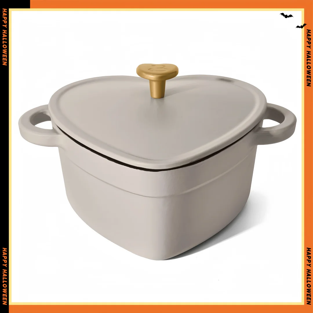 

2QT Porcini Taupe Dutch Oven, Enameled Cast Iron Pot for Baking, Bread, Stew, Kitchen & Camping Gift