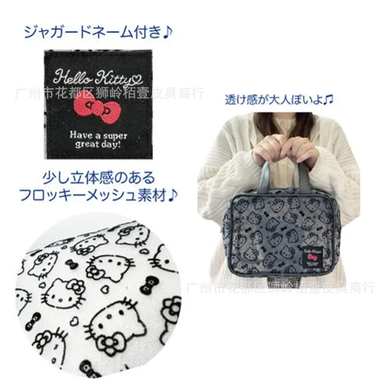

Косметичка Hello Kitty's, большая сумка, мультяшная свежая сетка Kuromi, модные портативные сумки с вышивкой для женщин