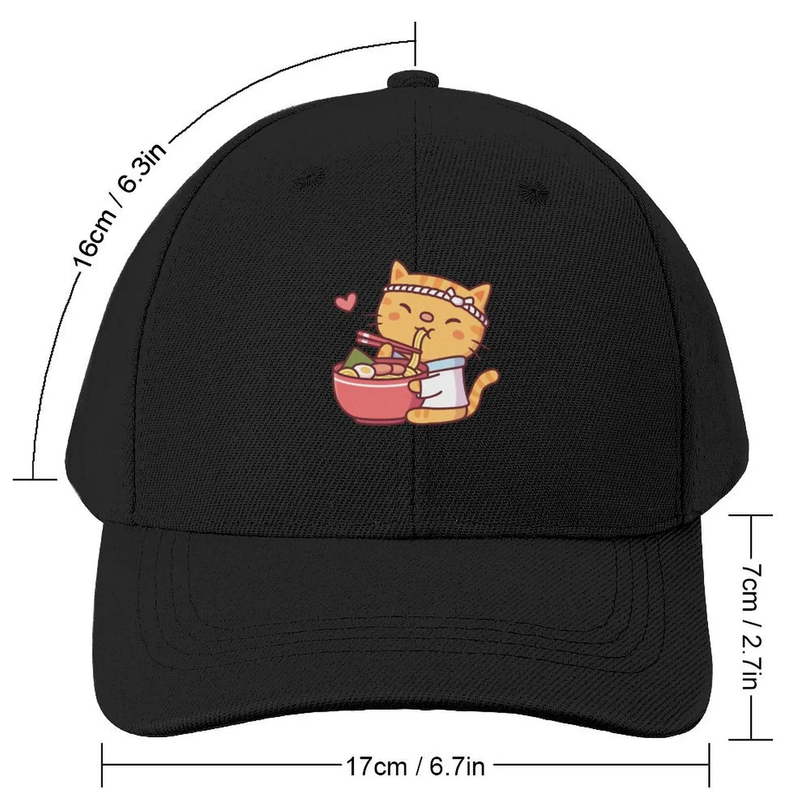 Cute Tabby Cat Chef Eating Ramen Noodles Baseball Cap Anime Hat Sunhat Hat Baseball Cap Luxury Woman Men's