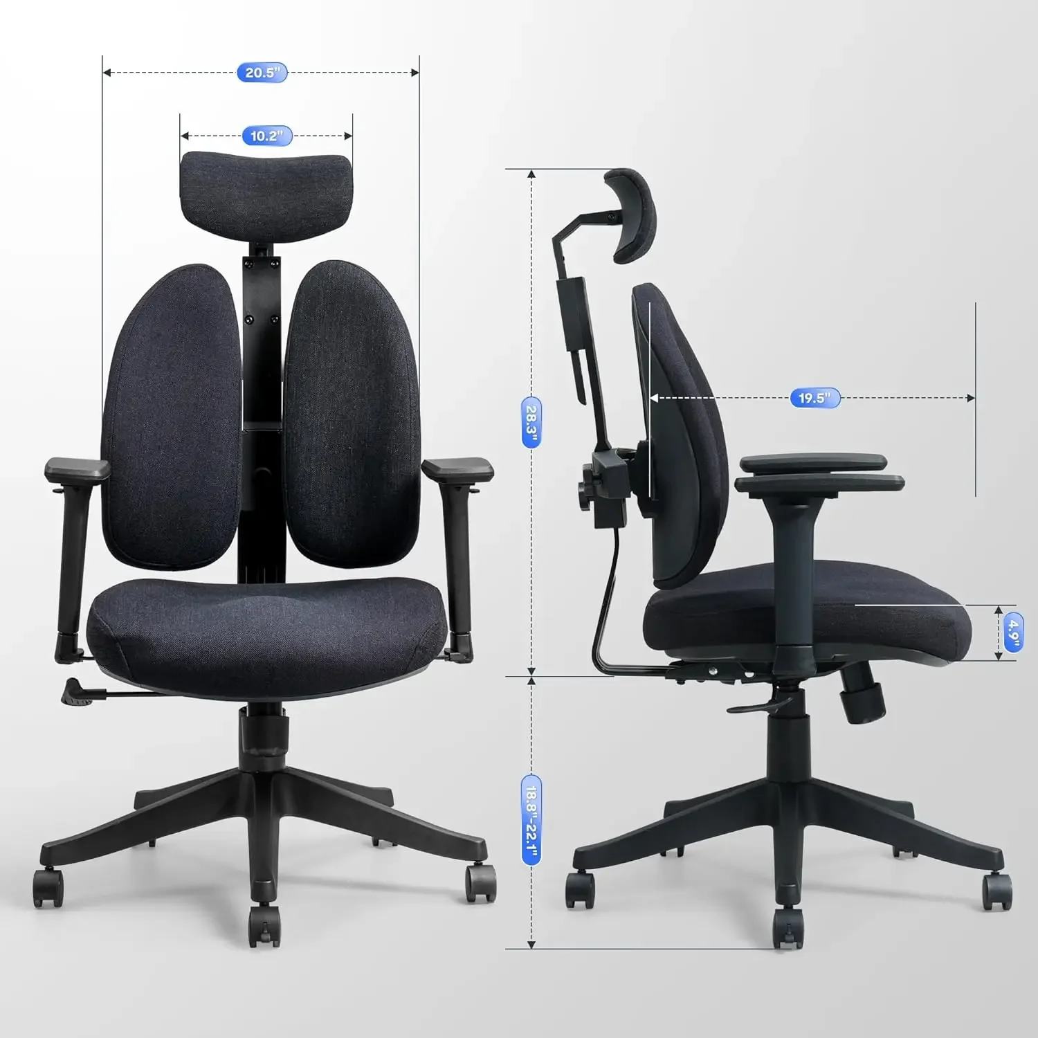 Silla de oficina ergonómica con respaldo doble, sillas de escritorio para oficina en casa, cómoda silla giratoria para computadora con soporte lumbar dinámico