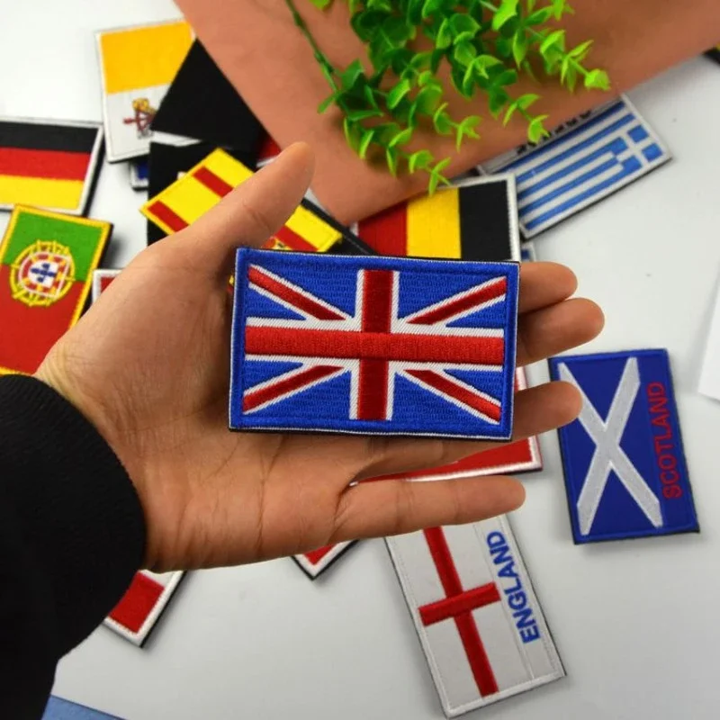 United Kingdom Flag Embroidery ENGLAND Patch  hook and loop Great Britain National UK GB Flags Patches Embroidered Badges