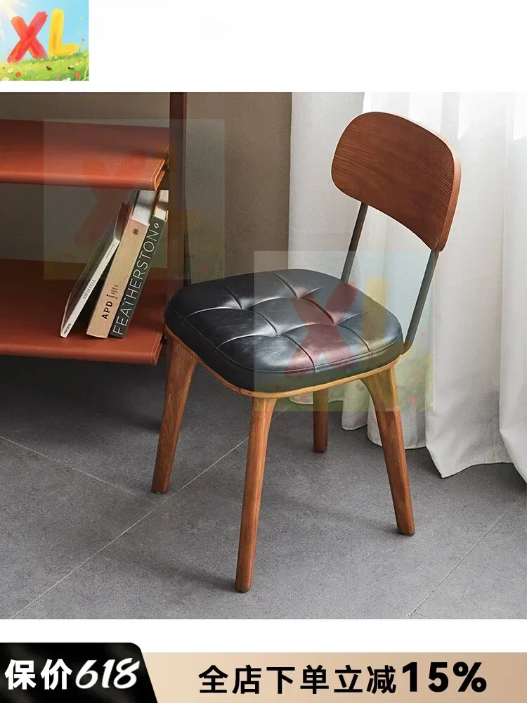 

MonsenHome Designer Solid Wood Dining Chair Vintage Log Nordic Industrial Vintage American Back Chair Book Desk Chair