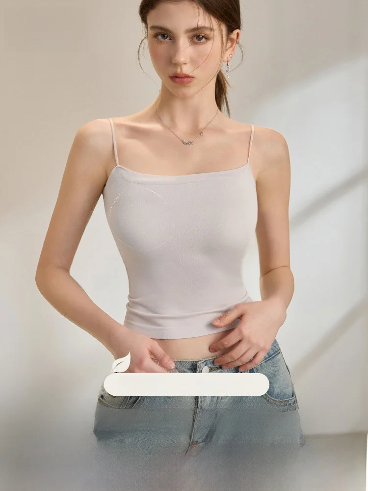 

ay Strapl Vest Women's New Autumn Faion Thin Strap Brtte Inner Wear Modal Top Square Collar Slim Fit Inner Outfit