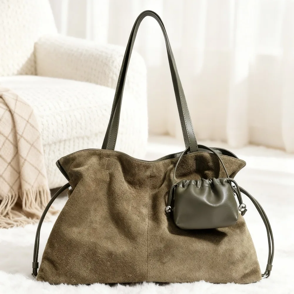 

Vintage Large-capacity Lazy Premium Leather Women's Bag, Simple Classic High-fashion Versatile Fashion Matte Commuter Handbag