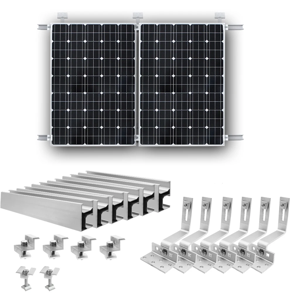 10/6-teiliges Solarpanel-Montageset mit Haken, Photovoltaik-Panel-Dachziegel-Schienen-Haken-Montagehalterungsset