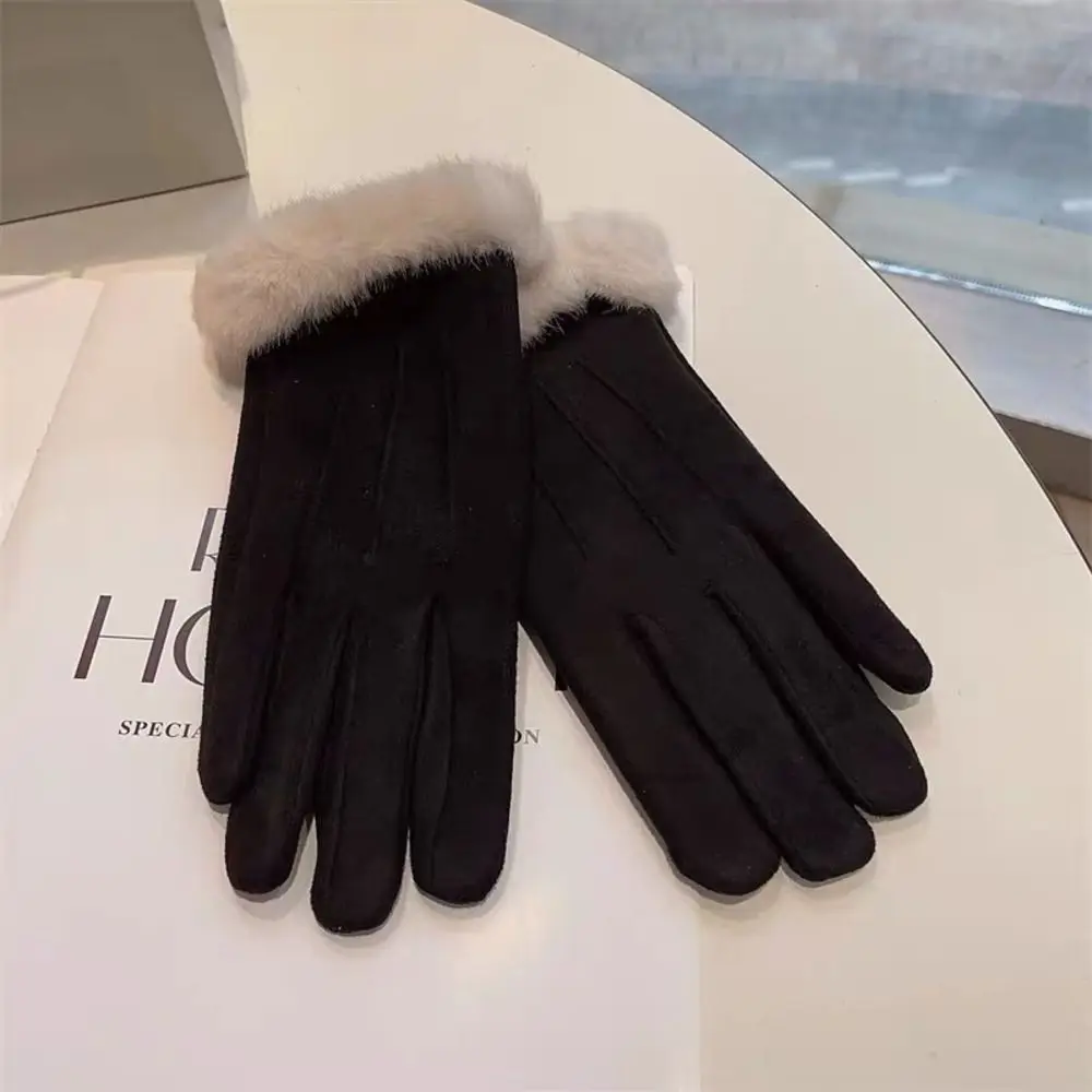 Durable Polyester Lining Touch Screen Gloves Cuff One Size Full Finger Gloves Warm Insulation Fleece Lined Gloves For Women