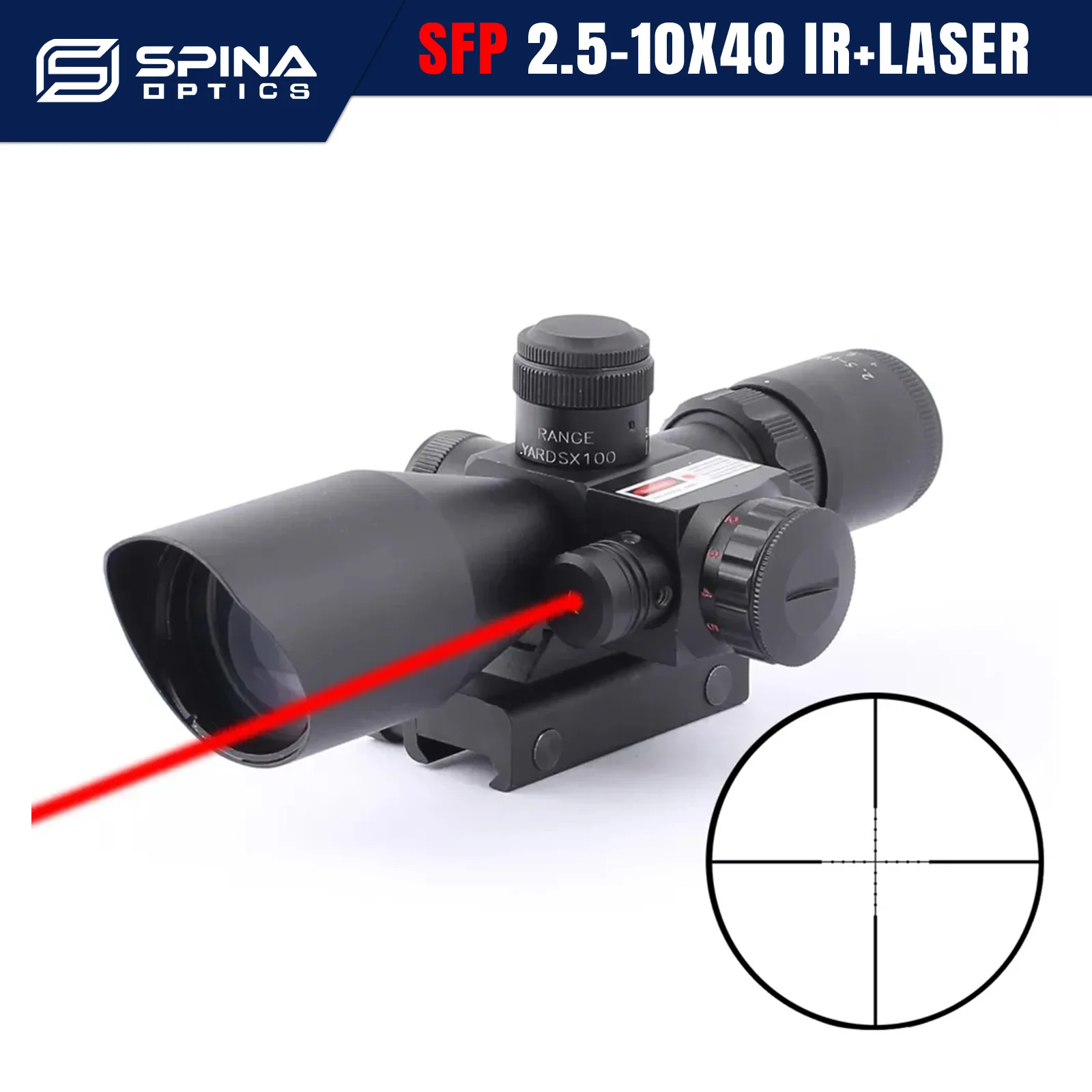 

SPINA OPTICS HD 2.5-10X40 Red Green Dual Illuminated Mil-dot Rifle Scope With Red/Green Laser Sight Picatinny Rail Fit 5.56.308