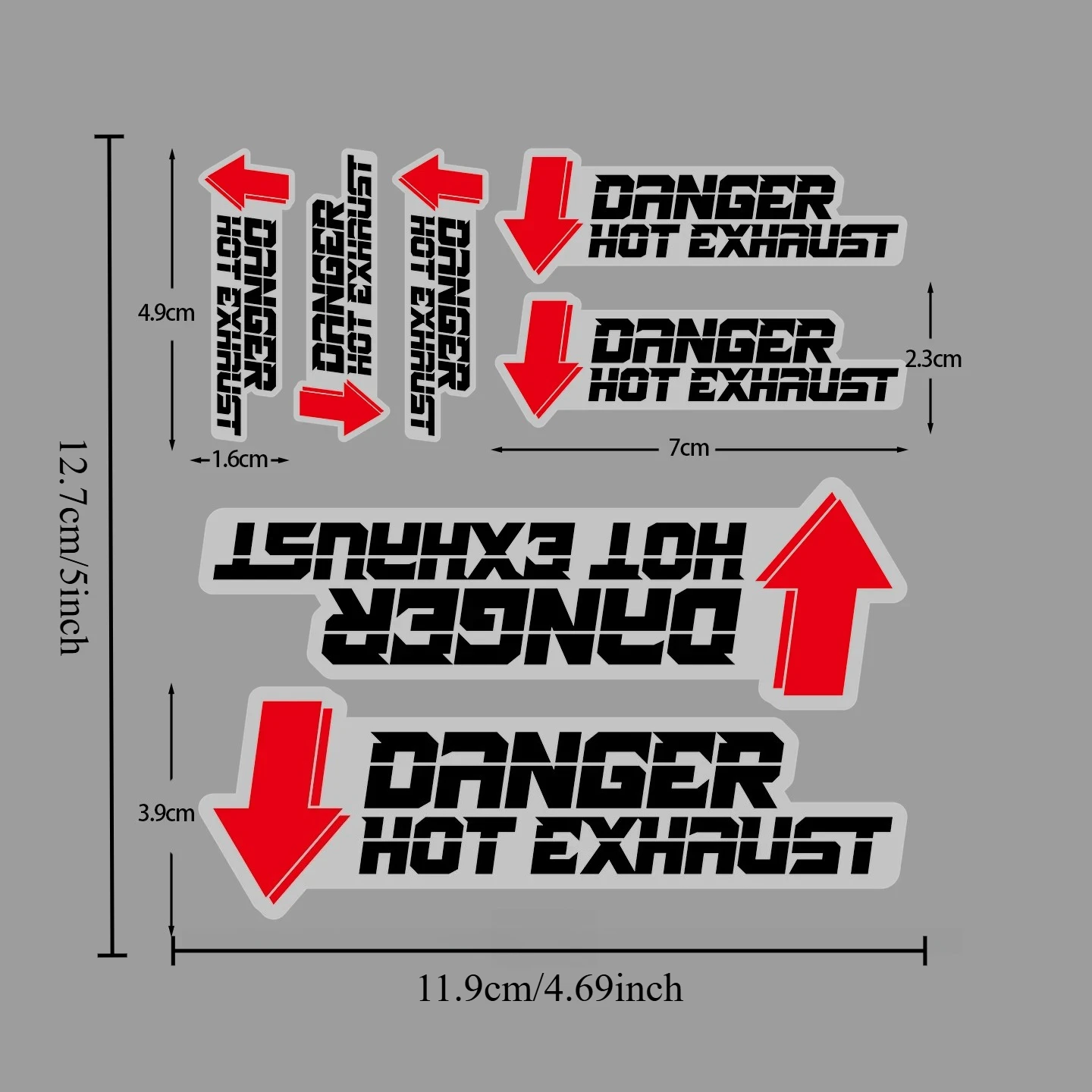 1Set Danger High Temperature Exhaust Warning Stickers, Waterproof Motorcycle Exhaust Decals for Motorcycle, ATV and Bicycle