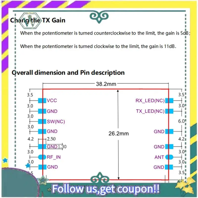 

НОВЫЙ 868 МГц для усилителя сигнала Lora, передающий и прием, двусторонний усилитель мощности, модуль усиления сигнала