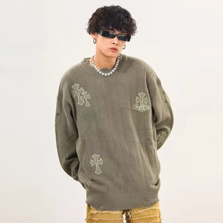 فضفاضة تناسب طويلة Sve تريكو للرجال الخريف الشتاء خمر Sle عادية مريحة تنفس ألياف البوليستر هوديي العرق... #1