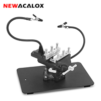 NEWACALOX Magnetic PCB Circuit Board Holder Flexible Arm Third Helping Hands Soldering Station Workbench 5X Magnifier LED Lamp