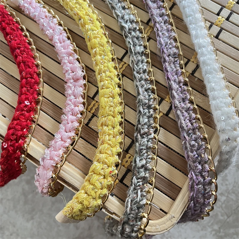 

2 Pure Cotton Width Sequins Wool Knitting Fried Dough Twists Chain Gold Lace Webbing Clothing Hem Cuffs Decorative Accessories