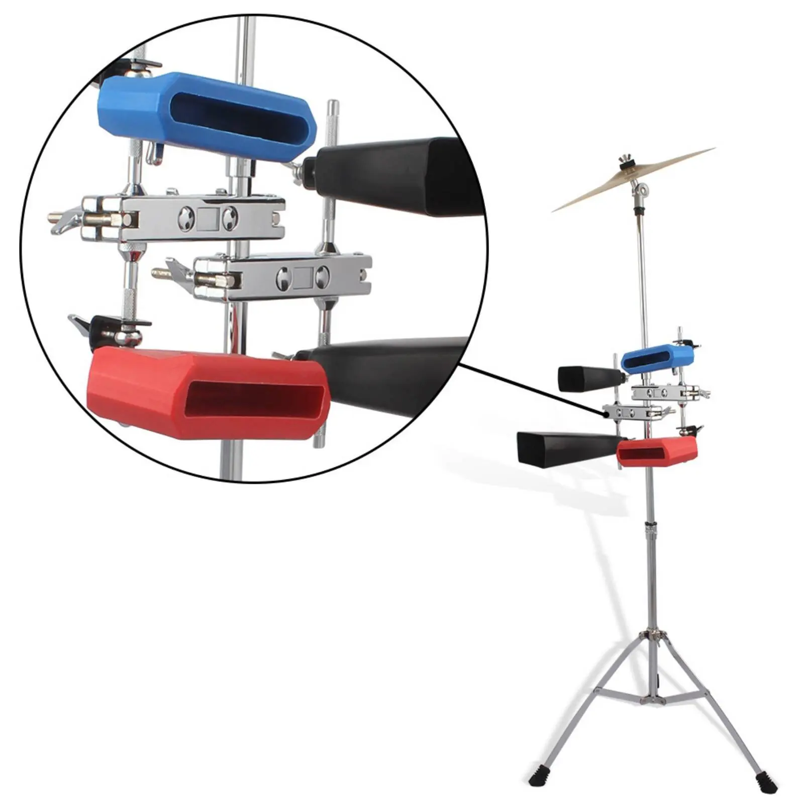Twin Drum Versatile Clamp Easy to Adjust Drum Multi Clamp Percussion Mounting Bracket Silver-Plated-Plated Finish