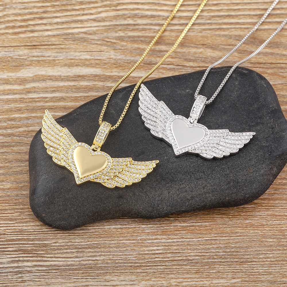 Nidin Herz Flügel Halsketten Für Frauen 3 Farben Gold Überzogene Kette Zirkon Anhänger Choker Liebhaber Boho Hochzeit Jahrestag Schmuck