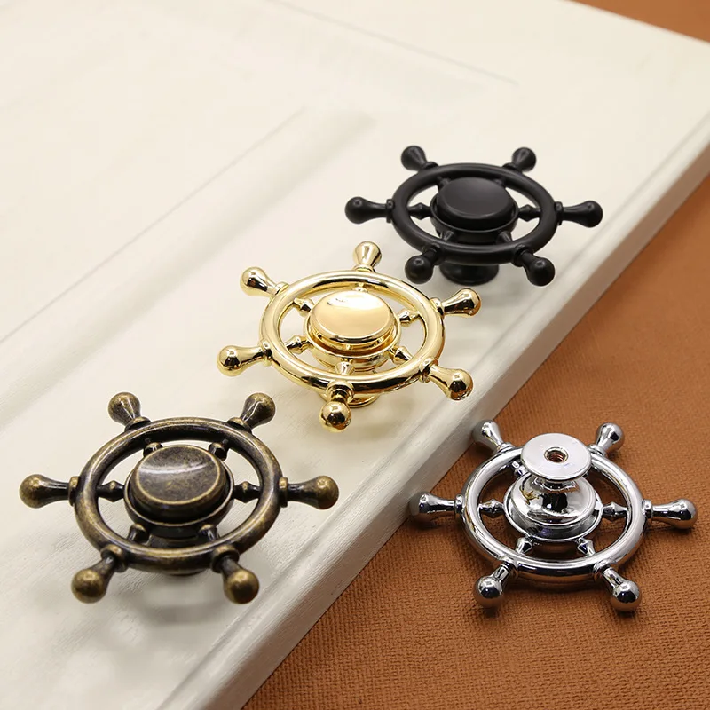 2Pcs/Box Creative Fidget Spinner Knob Zinc Alloy Rotatable Single Hole Handle Home Cartoon Wardrobe Cabinet Drawer