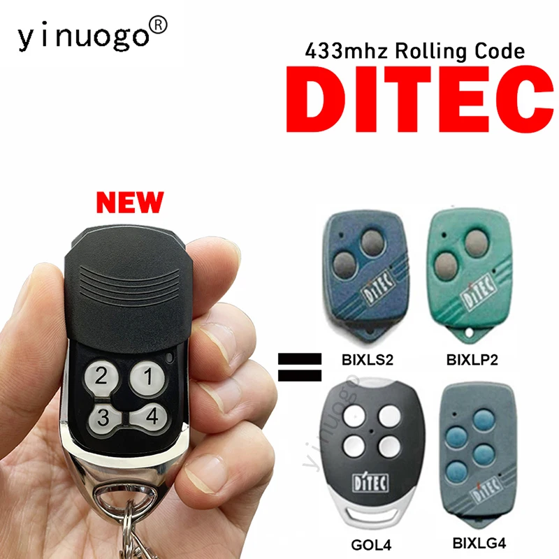 

DITEC Remote Control GOL4 BIXLS2 BIXLP2 BIXLG4 Garage Door Opener 433.92MHz Rolling Code Gate Remote Control Barrier Keychain