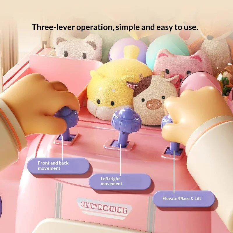 Large Size Home Use Kids Claw Machine 3 Lever Easy Operation Girls Birthday Gift Toy Plush Doll Grabber Mini Egg Twister Machine