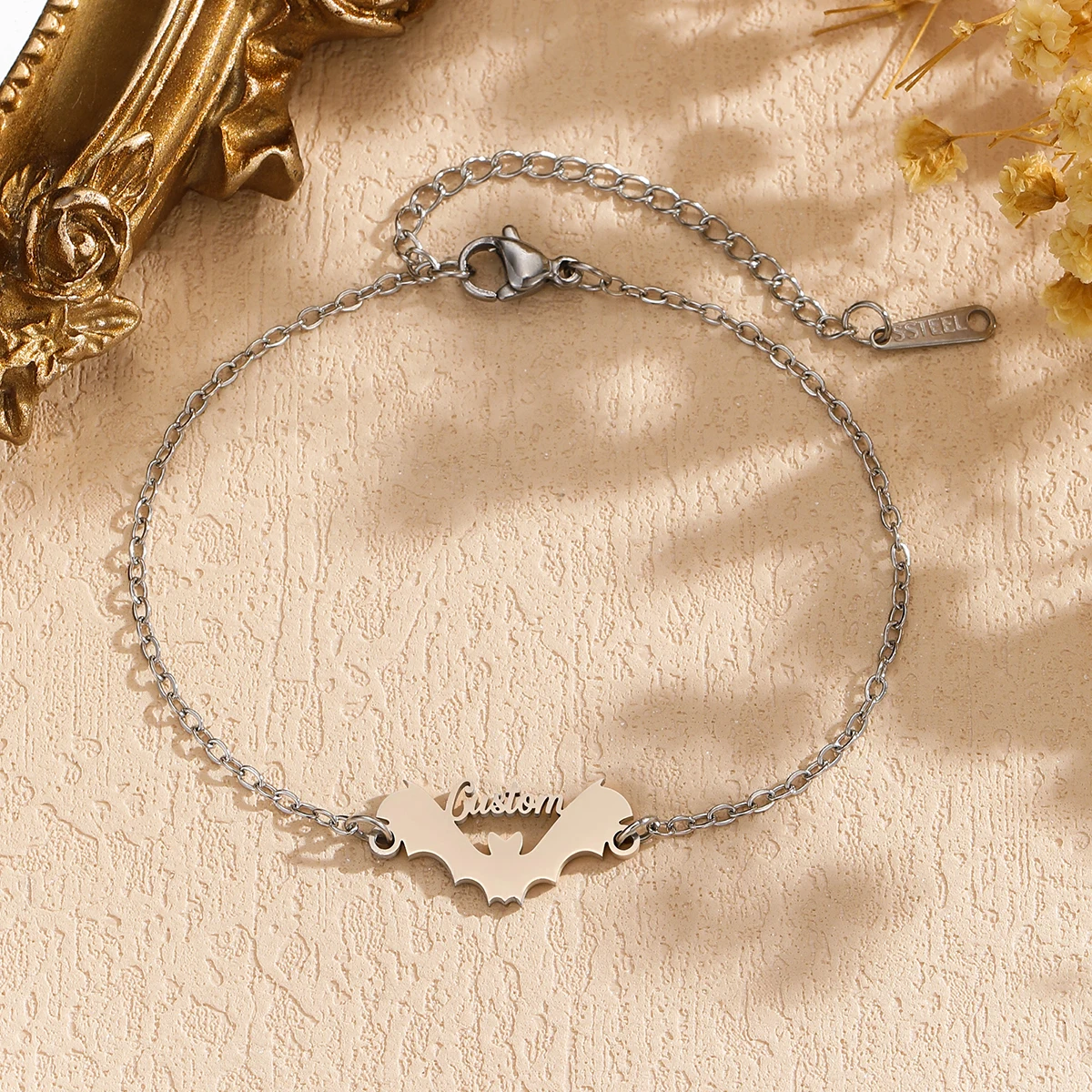 Pulsera inglesa de Halloween de murciélago de nicho de moda personalizada, nuevo regalo de vacaciones de pareja de moda