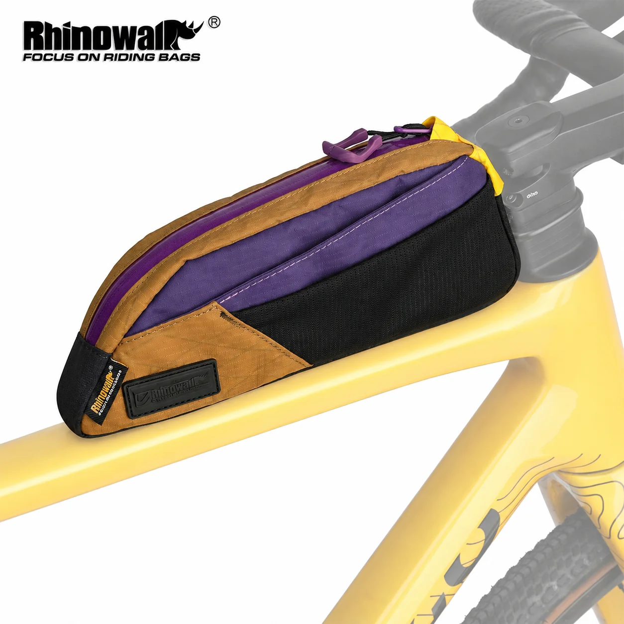 Rhinowalk Fahrrad-Oberrohrtasche 0,9L Handytasche mit Gurt- oder Schraubbefestigung, geeignet für Mountainbike- und Rennrad-Zubehör