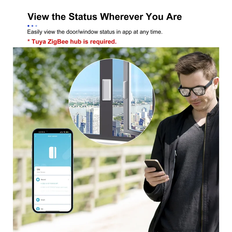 WORTHOWN-Tuya Zigbee Датчик двери Датчик окна Беспроводной умный датчик двери Поддержка сигнализации Домашняя безопасность и автоматизация