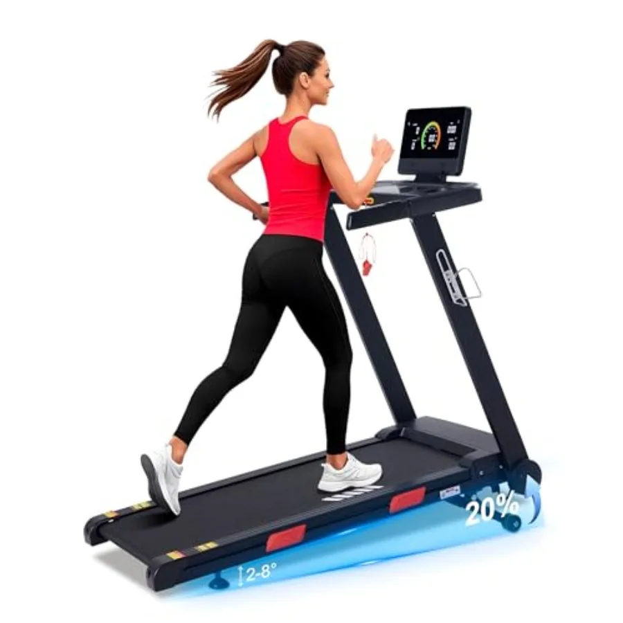 

Auto Incline Treadmill 20% Incline 3.0HP 10 MPH Running Machine 18.5" Wide Belt 350 lbs Capacity Treadmill for Home with Blueto