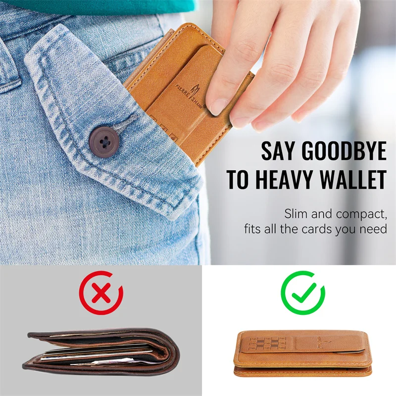 محفظة حقيبة جلدية PU فاخرة من EUCAGR حافظات بطاقات مغناطيسية لجميع وظائف Magsafe من جلد البولي يوريثان للرجال والنساء غطاء حامل للبطاقات